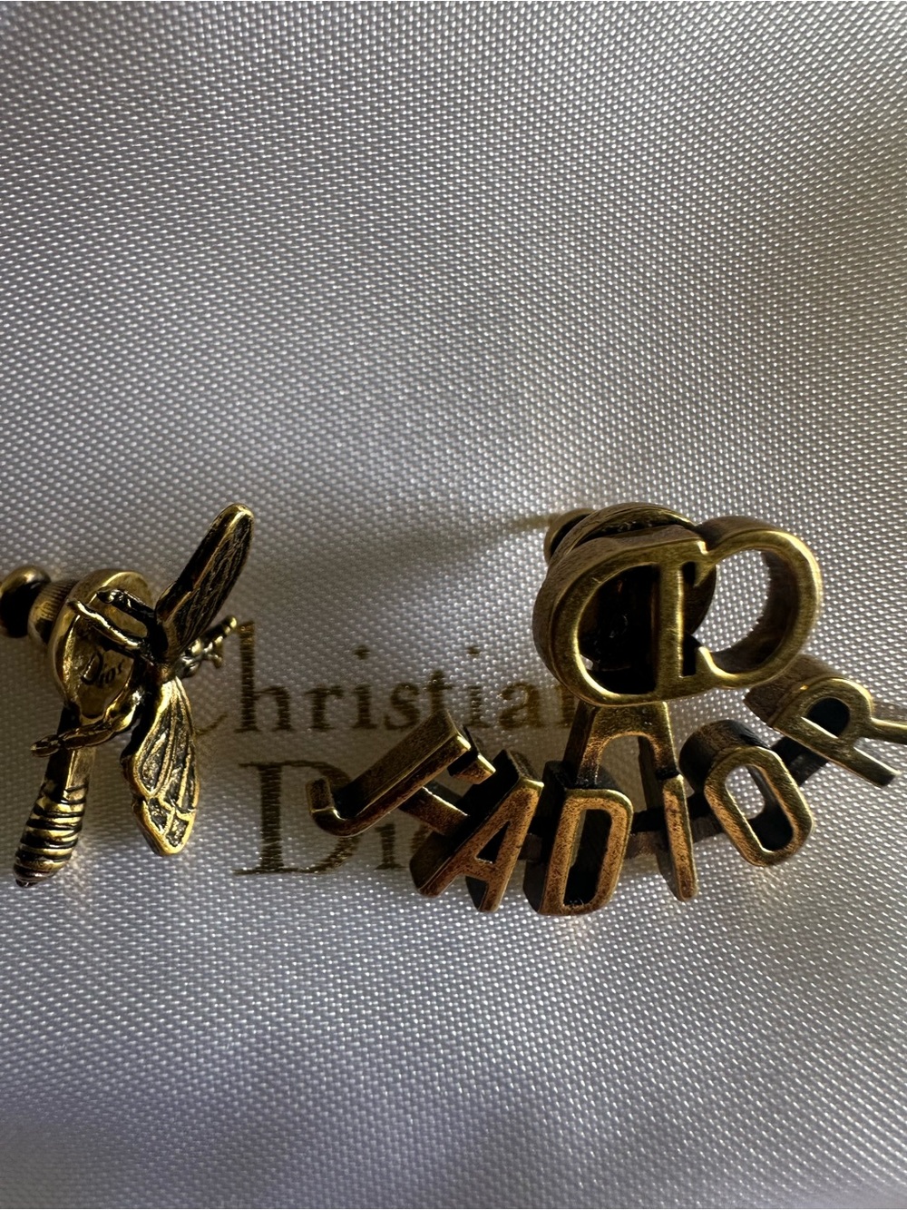 Christian Dior J’Adior Bee Asymmetric Stud Earrings Full Set Authenticated - Picture 11 of 13